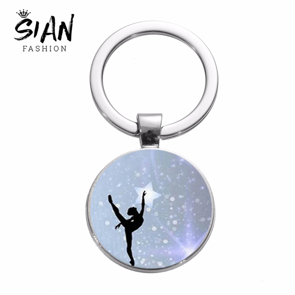Стеклянный брелок для ключей с изображением танцевальных звезд