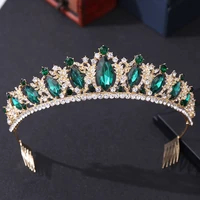 baroque vintage gold crystal bridal tiaras crown with combs rhinestone pageant diadem bride headpieces wedding hair accessories