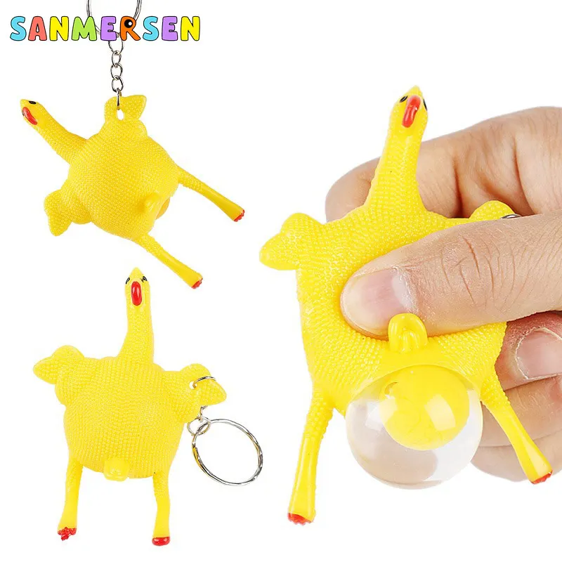 Забавные новые игрушки яйцо несущая курицу антистресс сжимаемая брелок для
