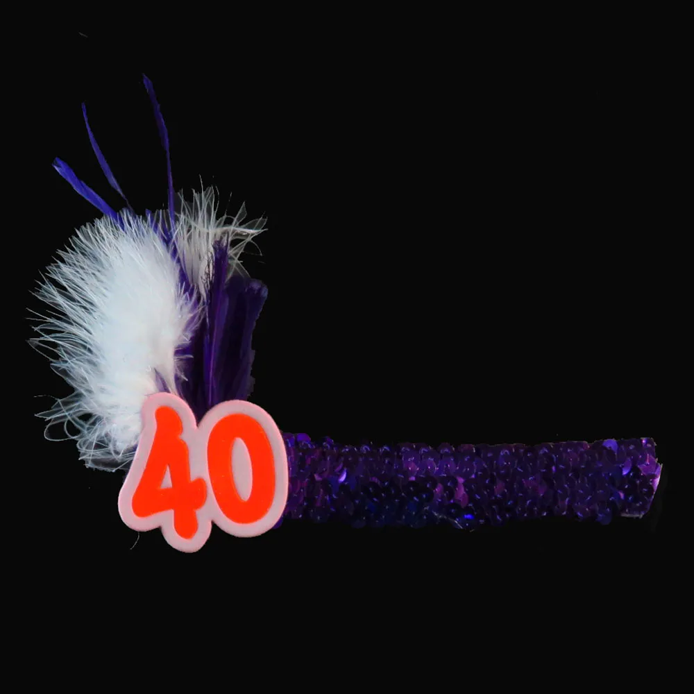 

3pcs 2021 new design Purple Birthday DIY decoration feather headband Orange 18 21 30 girls birthday fashion event party supplies