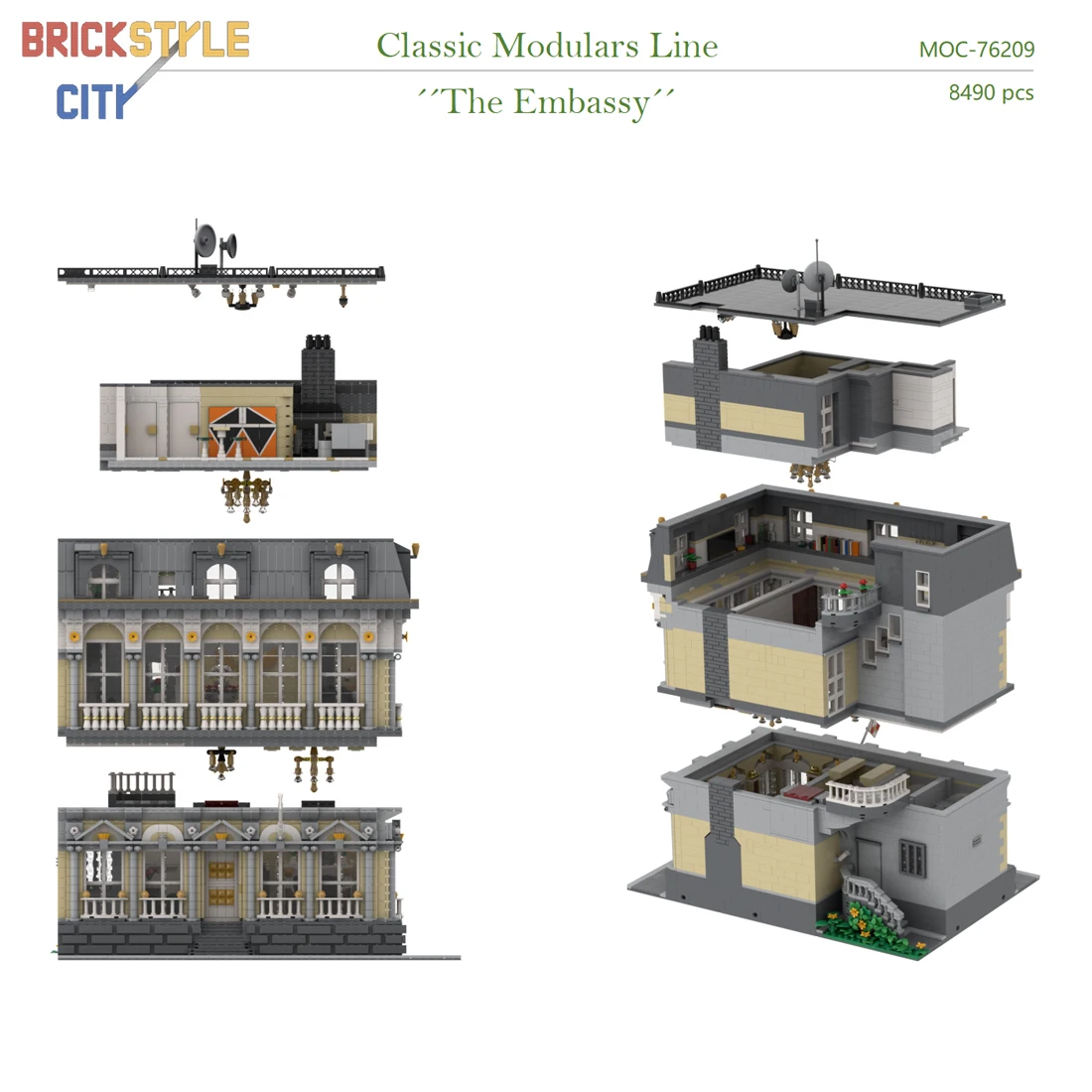 Authorized MOC-76209 8491Pcs Embassy Building Bricks Model DIY Architecture Blocks Toy (Designed by Brickstyle City) | Игрушки и хобби