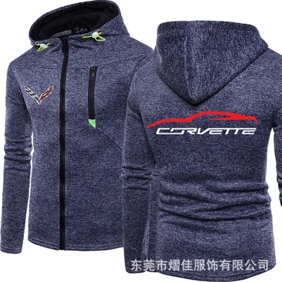 

Spring Autumn Men's Hoodie for Corvette Logo High Quality Hooded Sweatshirts Zipper Clothing