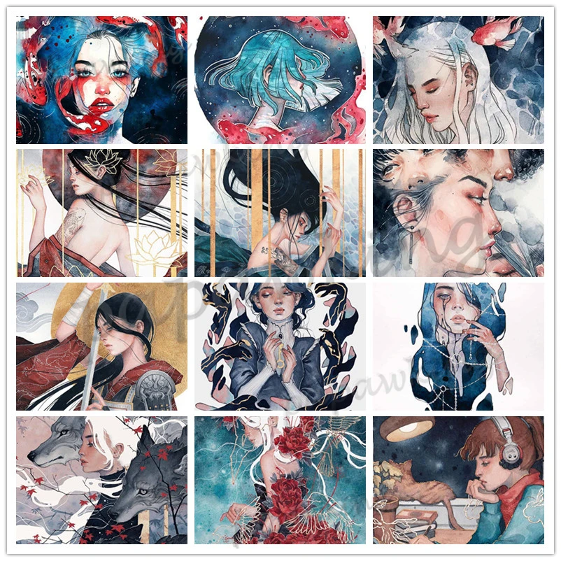 Акварельная картина Kelogsloops 5D Diy алмазная живопись полная Алмазная вышивка