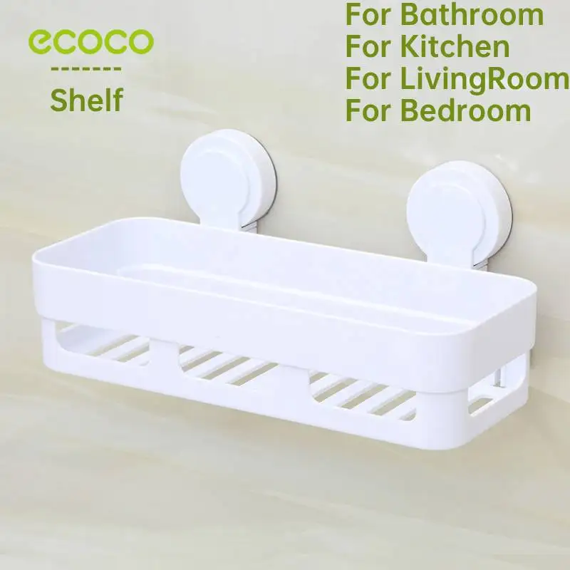 

New ECOCO Family Bathroom Kitchen Living Room Dormitory Wall Hanging Free Punch Rack Storage Hanging Multifunctional Basket Box