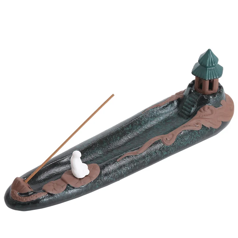 

New creative ceramic incense holder LED lighthouse lying incense burner incense stand sandalwood home incense furnishings