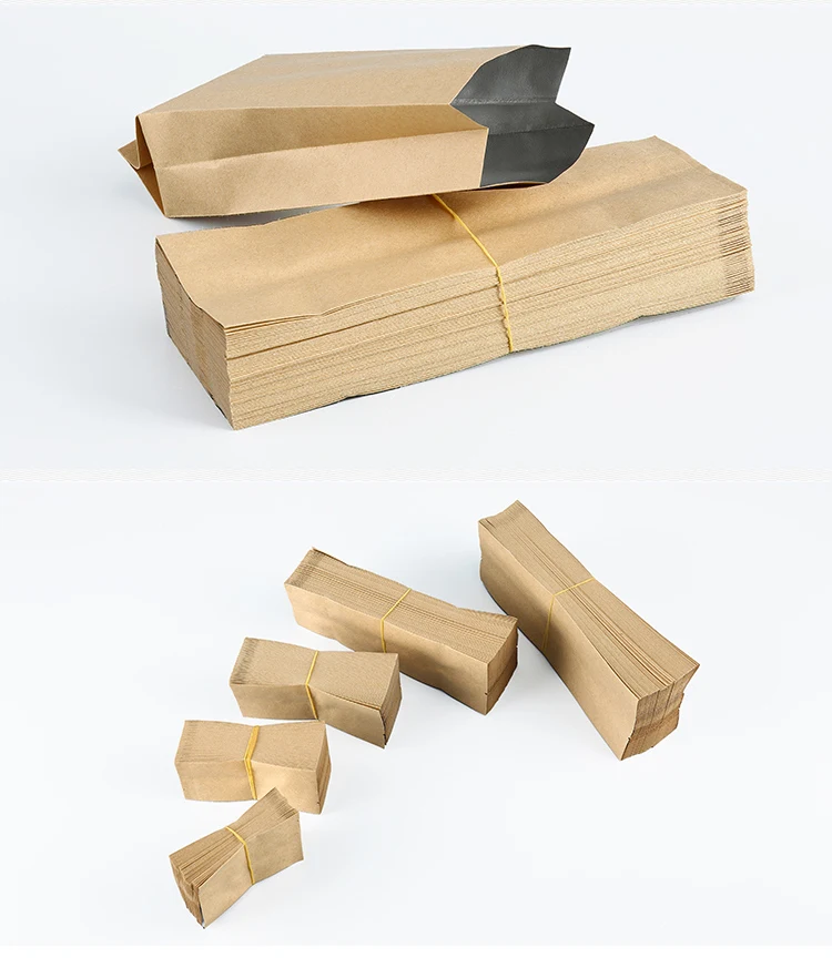 

100pcs/pack Kraft Paper Side Gussets Bag Food Snack Tea Packaging Bag Open Top Heat Sealing Storage Pouches