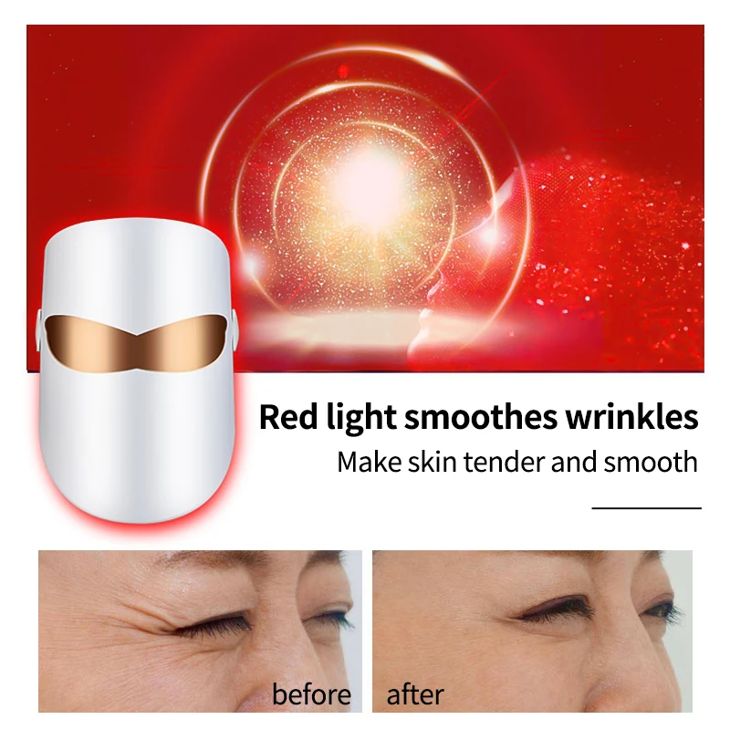 Косметическая светодиодная маска для лица терапия 3 цвета легкий уход за кожей