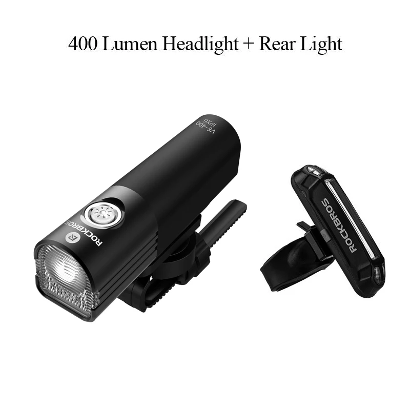 400 lumen group 3 ROCKBROS 400LM велосипедный светильник, головной светильник, велосипедный руль, передняя лампа MTB Rode Cycling, USB Перезаряжаемый флэш-светильник, безопасный задний светильник - Цвет: 400 lumen group 3