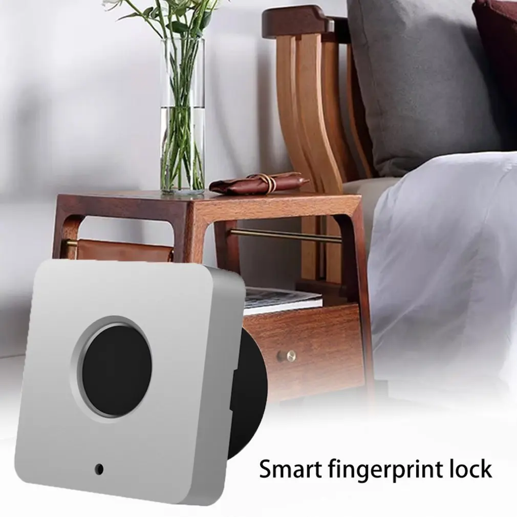 

T5 Aluminum Alloy Small Square/ Small Flower Type Pure Fingerprint Unlocking Smart Lock Drawer Shoe Mailbox Door Smart Lock