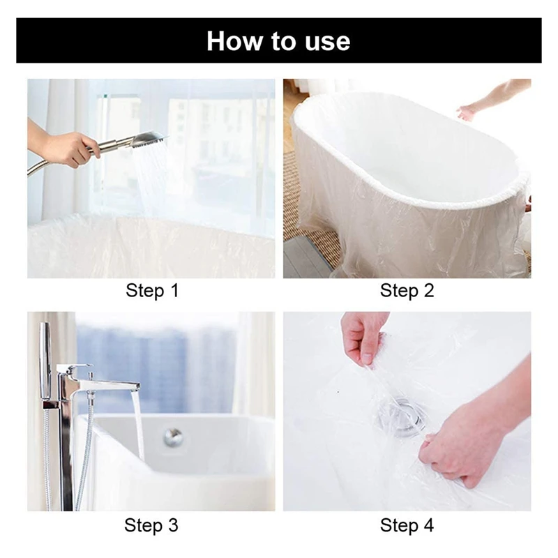 10 Pcs Disposable Bathtub Cover Liner Ultra Large Plastic Bag Household and Hotel Bath Tubs (90X47 Inch) |