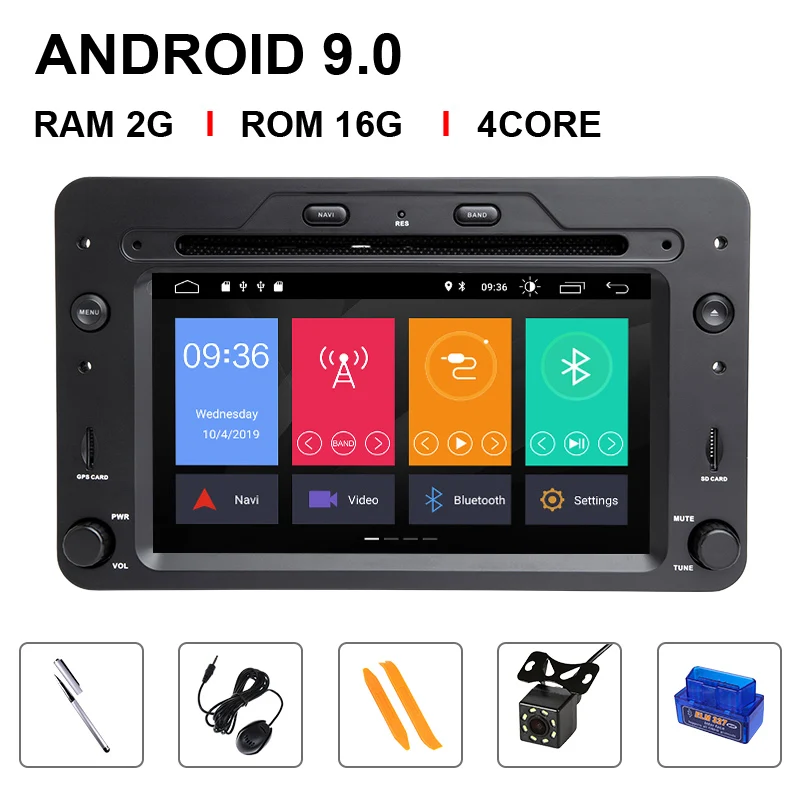 4 Core 16ROM OBD Cam DSP 4GB 64G 2 din Android 9 автомобильный dvd-плеер Авторадио для Alfa Romeo 159 автомобиль Brera spider Sportwagon Мультимедиа gps Навигация Аудио - Цвет: 4 Core 16ROM OBD Cam