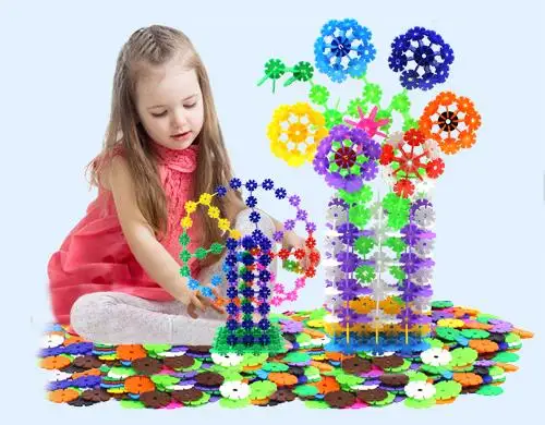 1000 шт снежинки 2-10 лет детские строительные блоки 3D Развивающие игрушки воображение мышление забавное Сделай Сам Снежинка