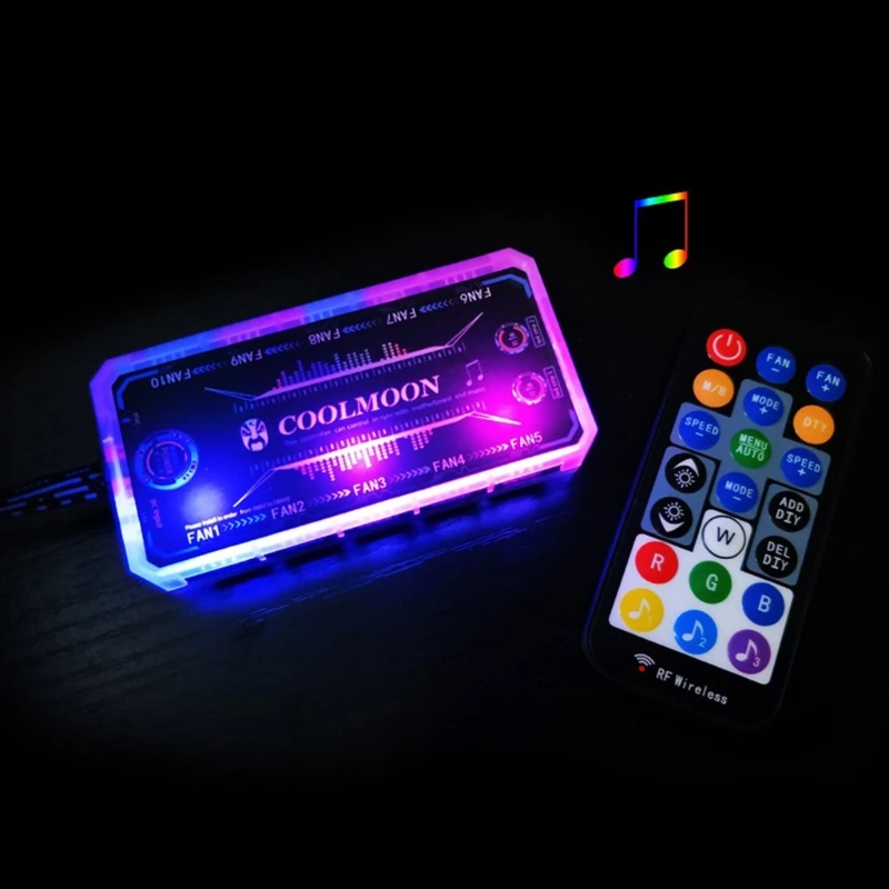 

R58B COOLMOON RGB Fan Music Controller PC Cooling Chassis Silent Fan Hub for Connecting/Sync to Motherboard