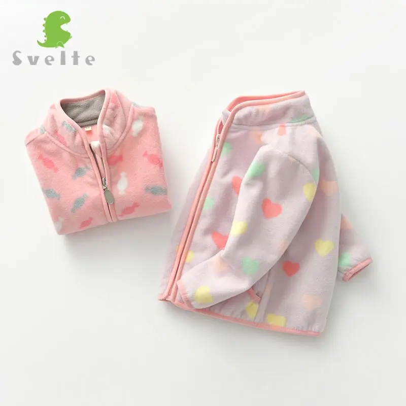 SVELTE/милая розовая флисовая куртка для маленьких девочек 2-7 лет, одежда на весну-осень-зиму с принтом
