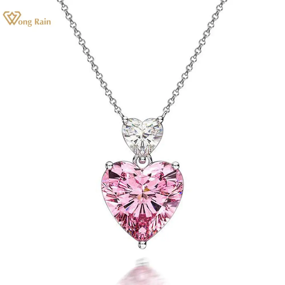 

Wong Rain, Стерлинговое Серебро 925 пробы, сердце, огранка, создан, Moissanite, драгоценный камень, очаровательные ожерелья, свадебные помолвки, ювелир...