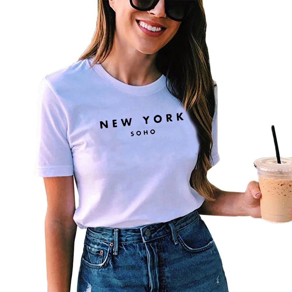 Женская футболка с круглым вырезом хлопковая коротким рукавом черно белая