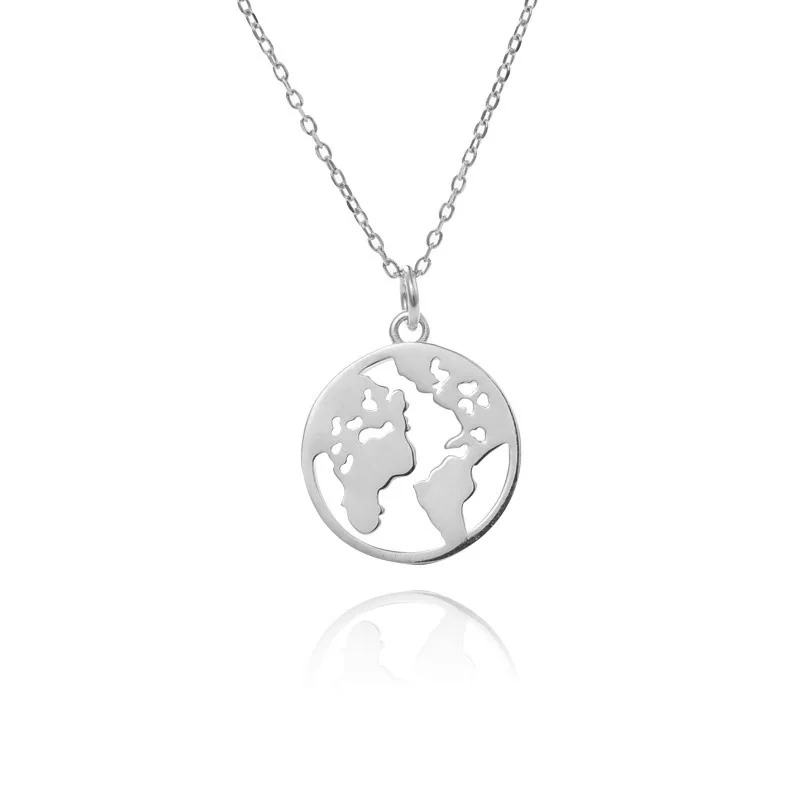 Silver Однотонное 925 пробы Серебряное ожерелье Trusta My World Maps GP 925 ожерелье с подвеской специальный подарок на день рождения для девочек-подростков DS1407 - Окраска металла: Silver