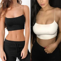 sexy solid crop tops sleeveless square neck spaghetti strap cami tube top basic plain camisole women casual tank tops vest