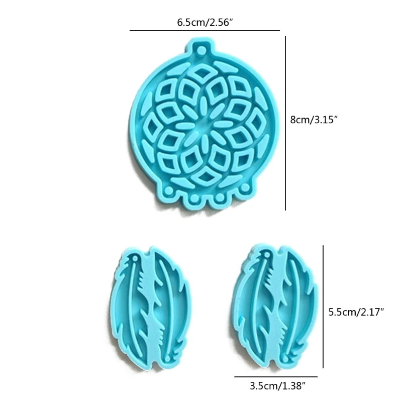 

3Pcs Dream Catcher Earrings Mold Feather Shape Dream Catcher DIY Silicone Molds