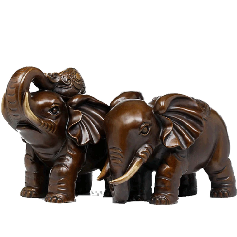 

Copper Elephant Ornaments Large Pair Of Lucky Elephants Home Furnishings Craft Gifts Figurines Miniatures Ornaments