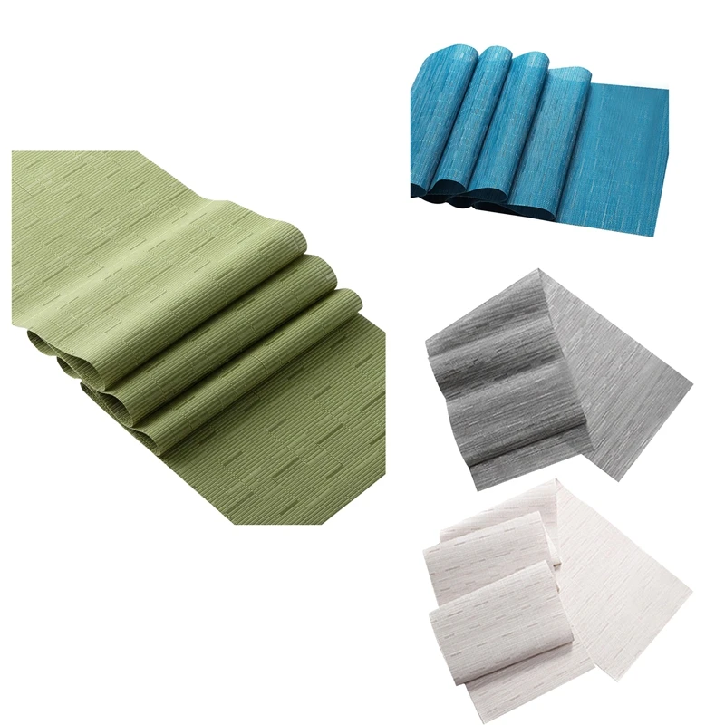 

Новый Настольная дорожка, прямоугольный бамбуковый узор Hotel Бытовая Кухня ПВХ обеденный Настольная дорожка коврик, 12x71 дюймовой