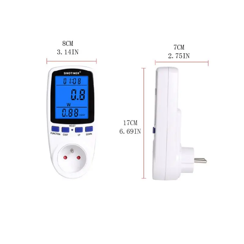 

Power Meter Plug LCD Display 7 Display Mode Wattmeter Energy Consumption Monitor D2TD
