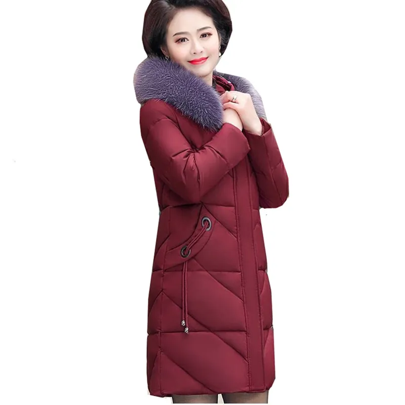 Модные зимние Для женщин куртка среднего преклонного возрста пуховик средней