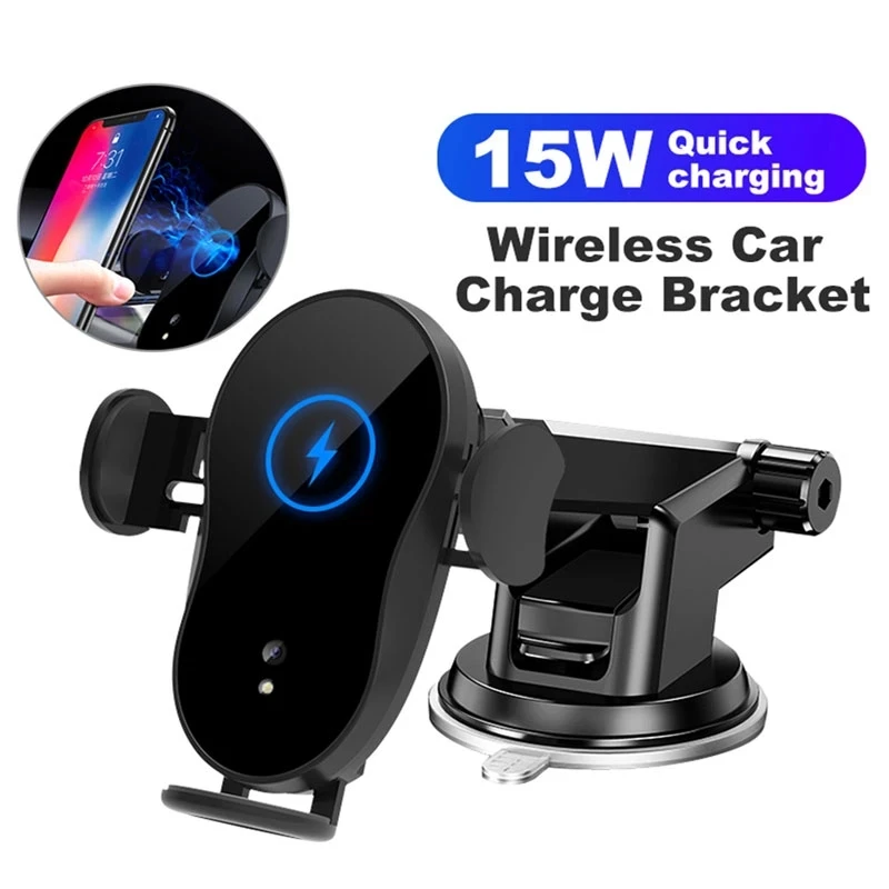 

Wireless Car Charger with 3 Connectors, 15W Qi Fast Charging Auto-Clamping Car Mount, Windshield Dashboard Air Vent Phone Holder