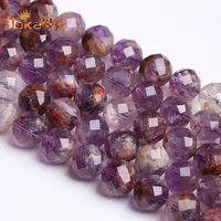 natural purple ghost quartz crystal beads faceted stone loose spacer beads for jewelry making diy bracelets 6 8 10mm 15 inch a