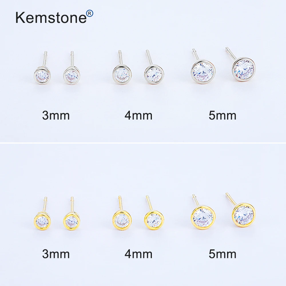 Kemstone модные 925 пробы серебряные белые круглые серьги с цирконием кубической огранки ювелирные изделия подарок для женщин