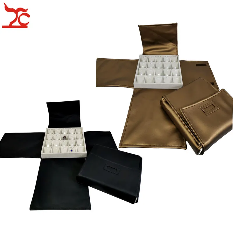 

Портативный держатель для хранения подвесок с 20 отделениями, креативный Роскошный чехол из искусственной кожи, квадратный бархатный лоток для показа ювелирных изделий, дорожная сумка для переноски