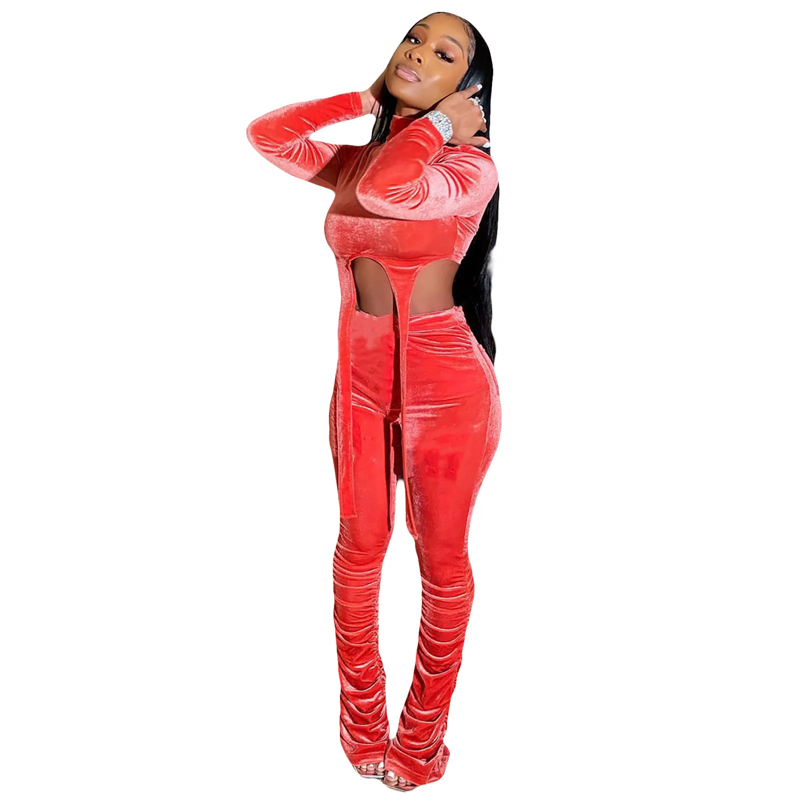 

Women's New Sports Suit Two-Piece Autumn Winter Casual Trousers Solid Color Sweatshirt Tracksuit European American Pesi Palestra