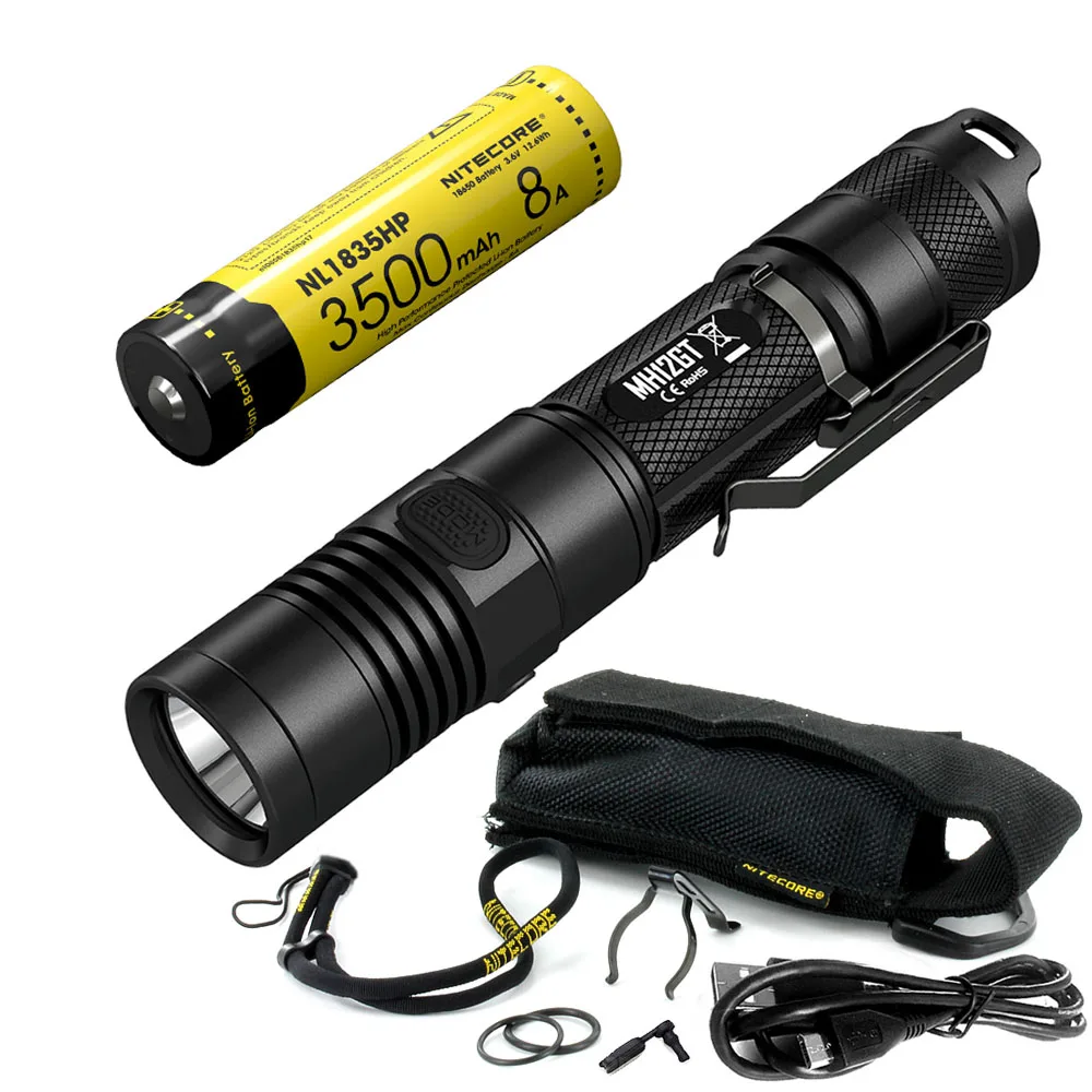 NITECORE MH12GT USB непосредственно заряжаемый фонарик CREE XP-L HI V3 светодиодный Луч расстояние 320 м Открытый спортивный факел поиск света - Испускаемый цвет: MH12GT NL1835HP