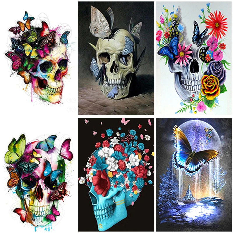 

5D Diamond Embroidery Fantasy Butterfly Skull Diamond Painting Full Square Round Rhinestone Picture Cross Stitch Kit Home Decor