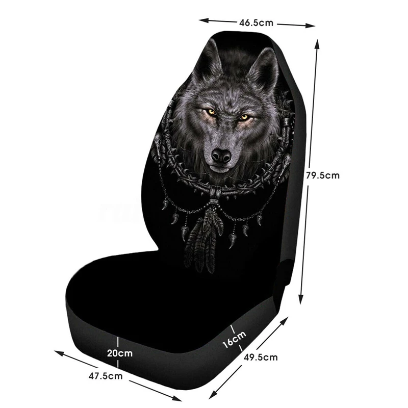 

2Pcs/set Car Seat Cover Polyester 3D Wolf Pattern Ice Silk Seat Cushion Pad Protector Breathable Seat Covers Car Interior