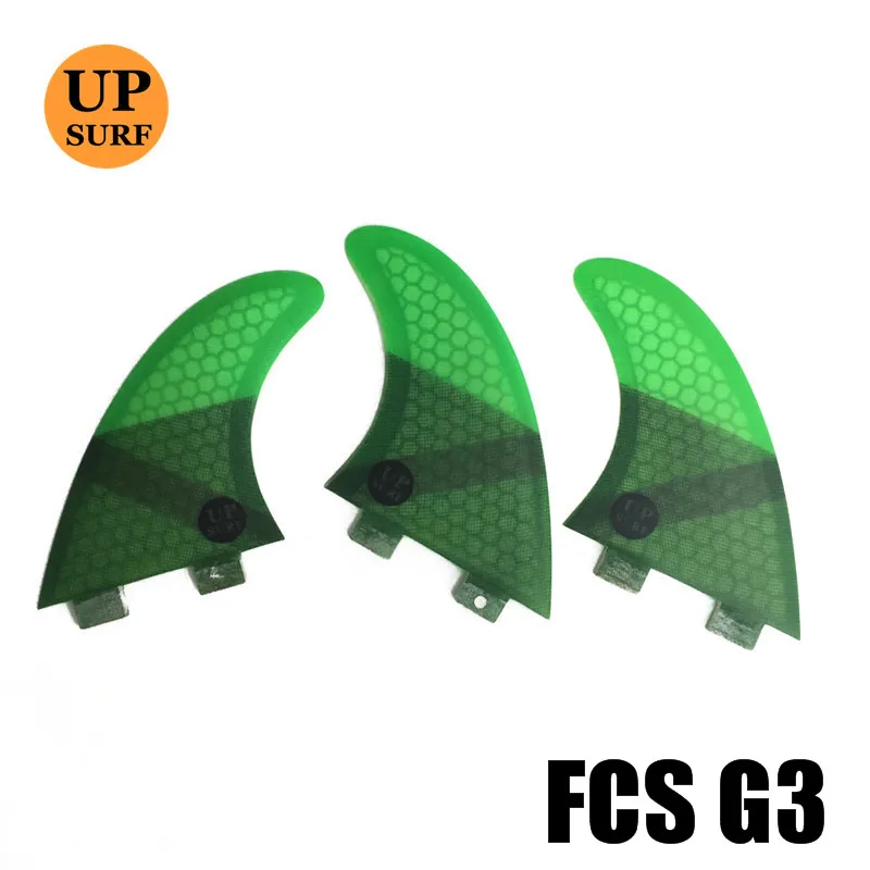G3 3pcs green Upsurf логотип FCS плавники G3/G5/GL с винтами и ключ плавники сумка для серфинга сотовый плавник Стекловолокна Плавники FCS Quilhas плавники - Цвет: G3 3pcs green