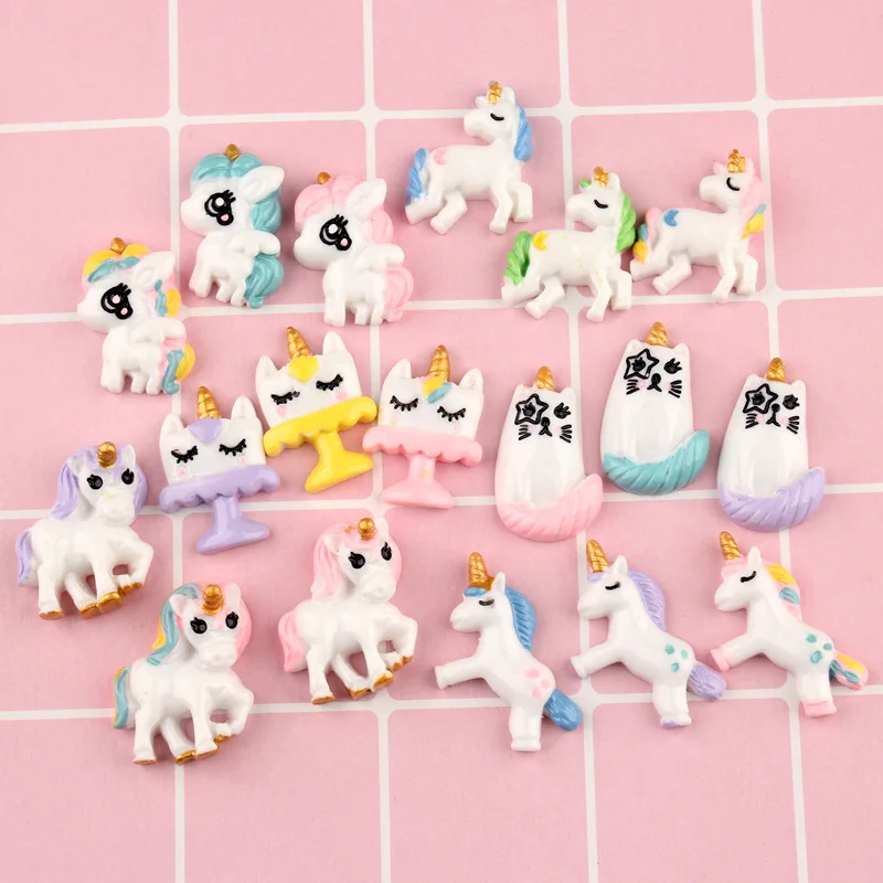 DECOCASE 30 шт. Единорог торт слизь талисманы украшение для волос с бусинами декор