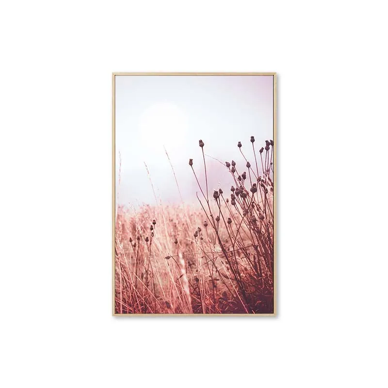 

Field Sunset Landscape Wall Art Canvas Painting Pink Flower Wheat Quote Posters And Prints Nordic Bedroom Home Decoration