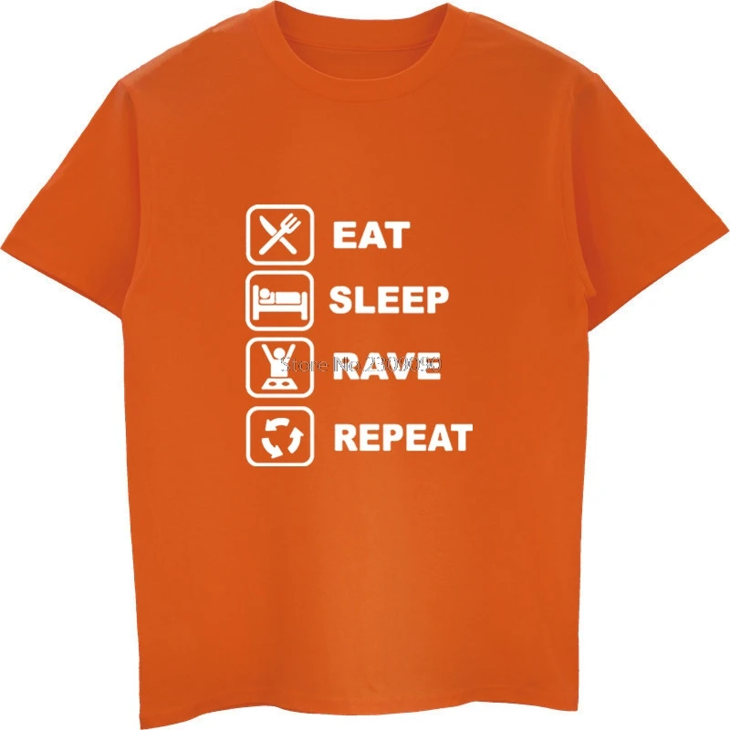 Футболка хлопковая с коротким рукавом и надписью Eat Sleep Rave Repeat | Мужская одежда