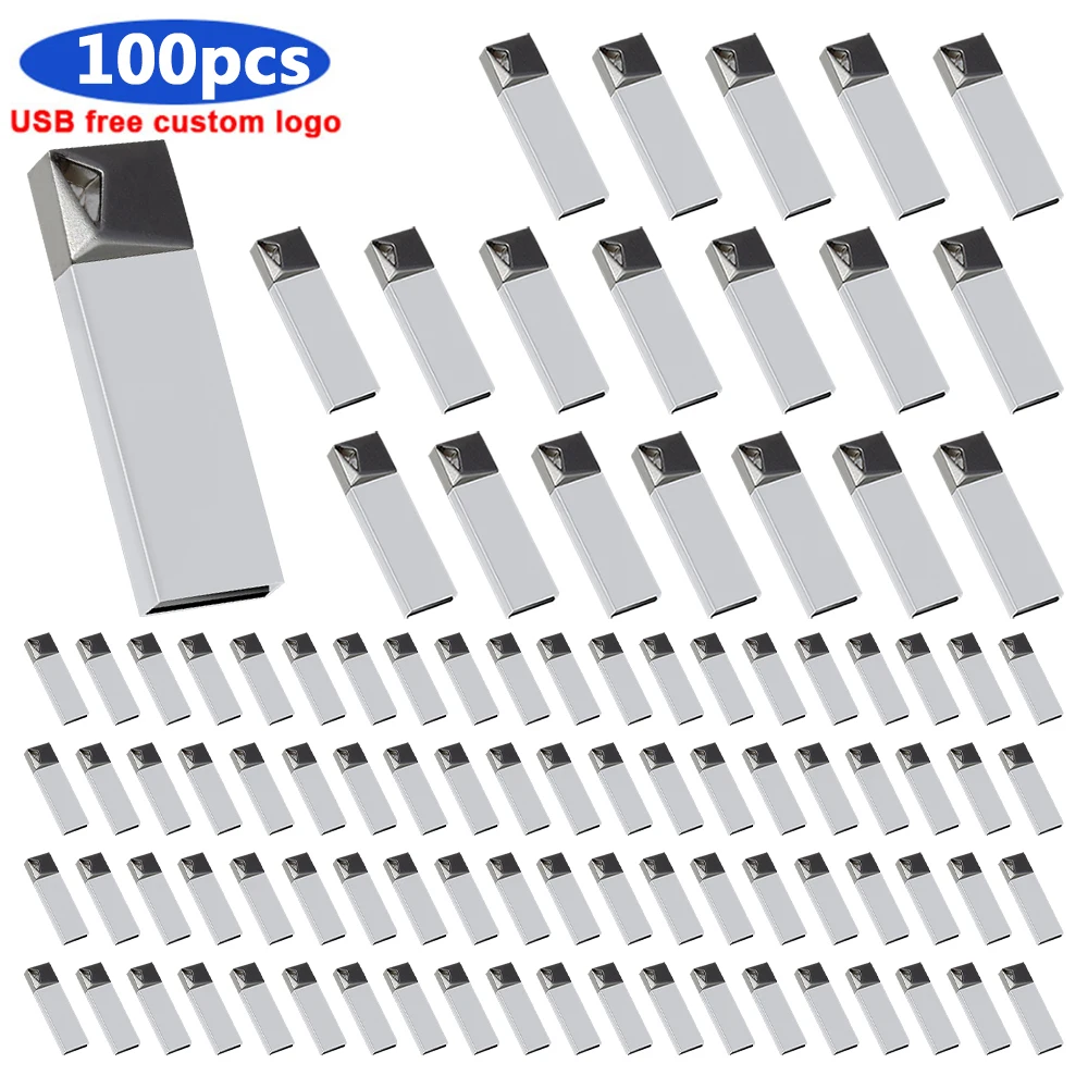 

100pcs free logo Pen Drive Metal Pendrive 2.0 128G 64G 32GB 16GB 8GB 4GB High Speed Usb Flash Drive Usb Memory stick u Disk gift