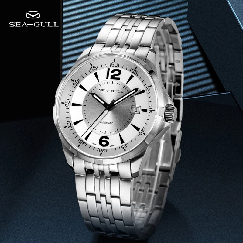 

Seagull Men's Watch Simple Business Casual Waterproof Calendar Automatic Mechanical Watch Steel Band Watch 816.355