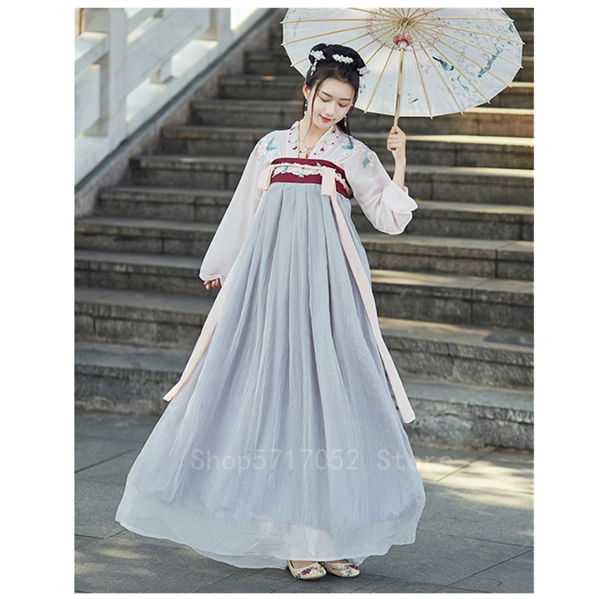 Женский элегантный костюм Hanfu в стиле ретро с вышивкой Сакура традиционный