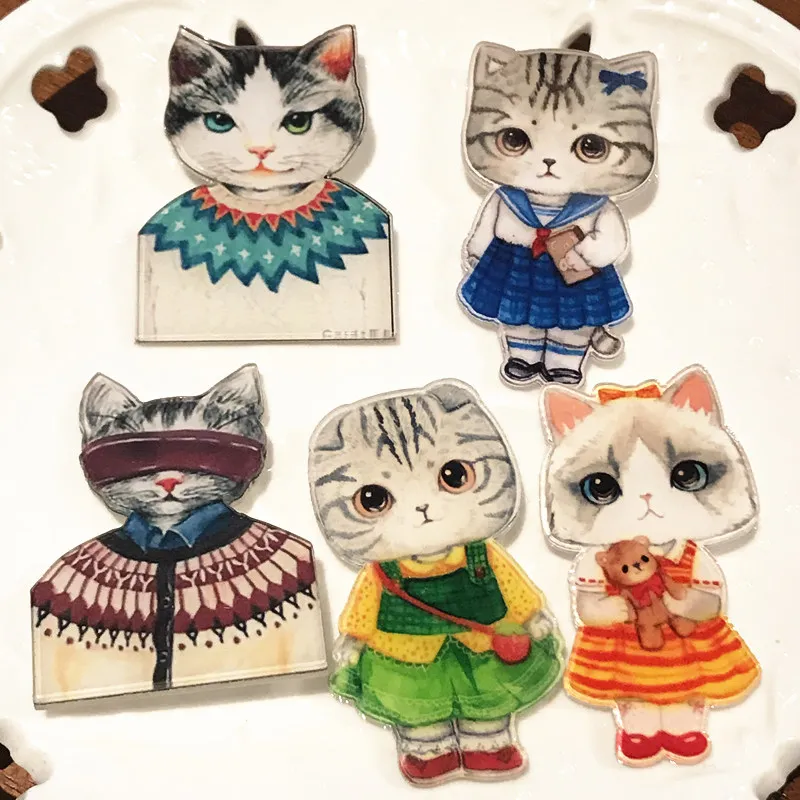 5 шт. медведь свинья панда животные забавный кот и собака 3D принт брошь булавка