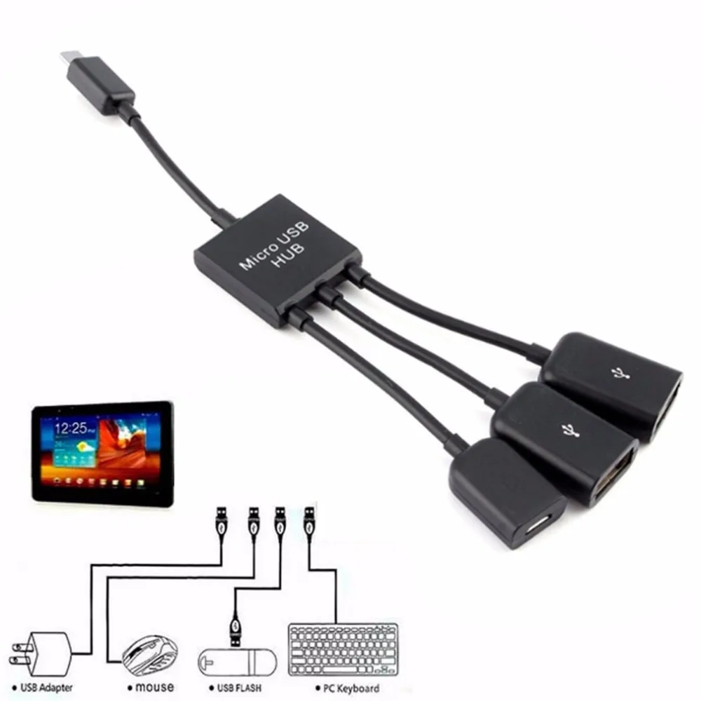 OTG 3/4 порт микро зарядное устройство черз порт usb концентратор кабель сплиттер разъем адаптер для смартфона компьютера планшета ПК провод передачи данных