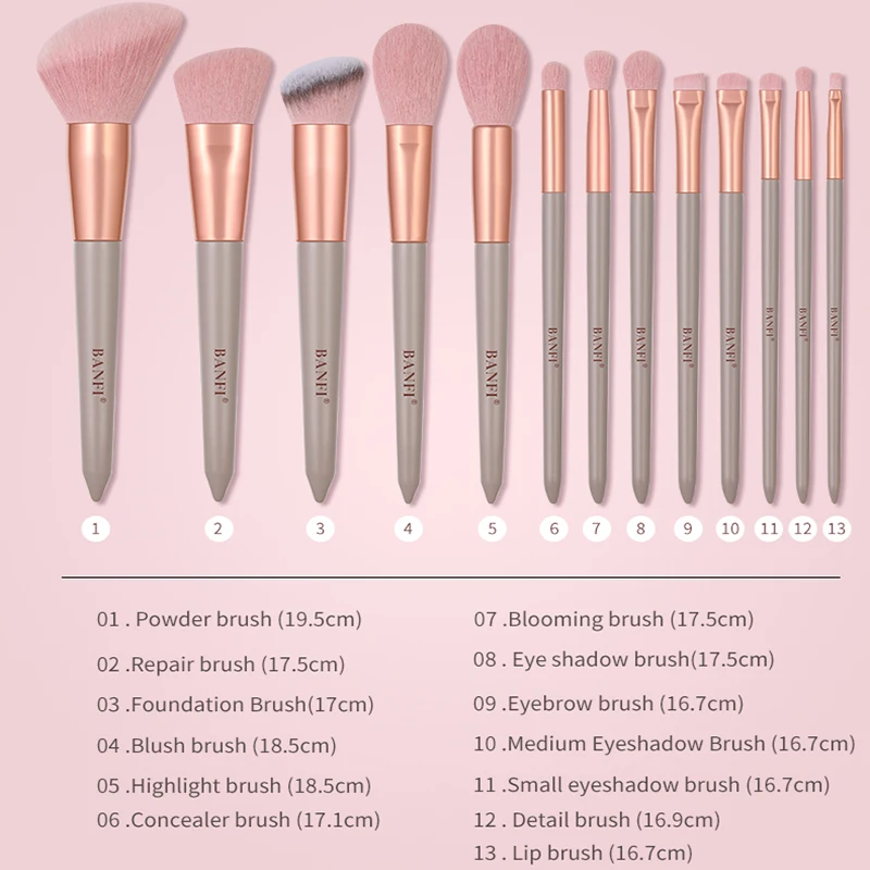 

13PCs Makeup Brushes Set Soft Concealer Eyeshadow Foundation Blush Lip Eyebrow Brushes Set For Face Make-up Cosmetic Tools Kit