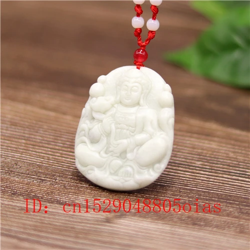 Натуральный белый китайский нефрит Гуаньинь кулон ожерелье очаровательные