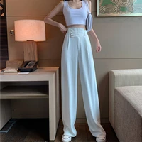 wide leg pants womens autumn 2021 new loose vertical suit casual pants thin straight trousers chiffon