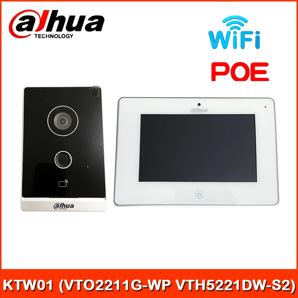 

Dahua видео домофоны KTW01 IP вилла Wi-Fi дверная станция и Wi-Fi внутренний монитор DHI-VTO2211G-WP и DHI-VTH5221DW-S2