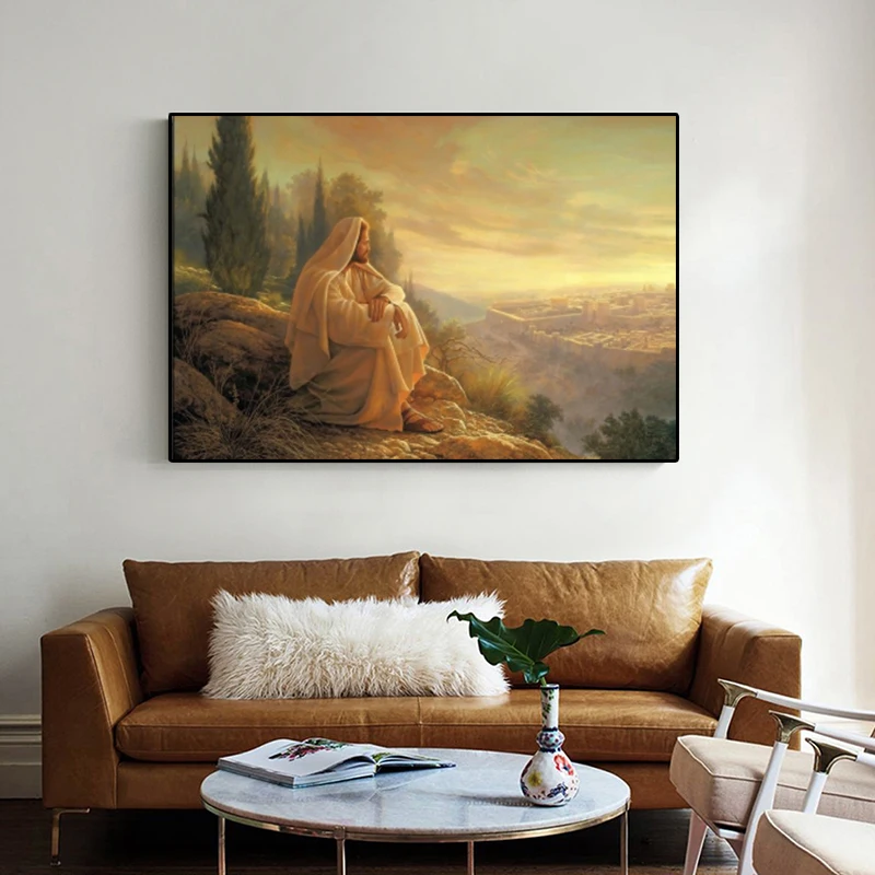 

Religion Christianism Jesus on Jerusalem Canvas Oil Painting Poster and Prints Living Room Church Wall Art Decoration Picture