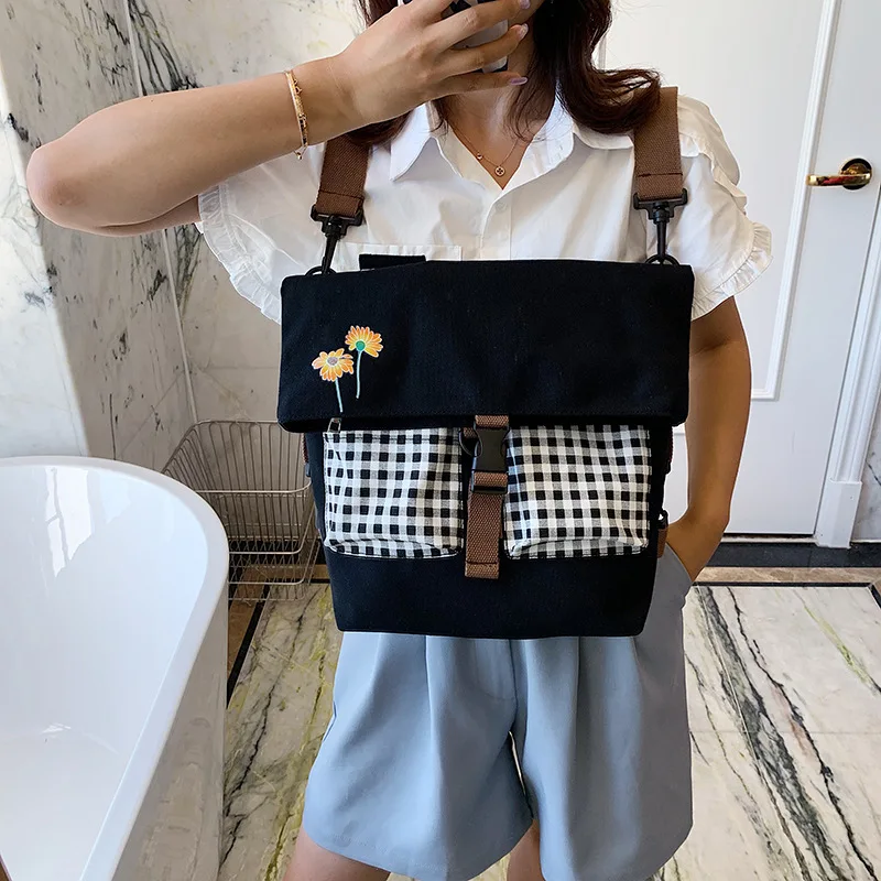 

PURFAY Capacity Canvas Women Shoulder Bag Cotton Tote Shopper Bag Reusable Shopping Backpack Cloth Messenger Bag